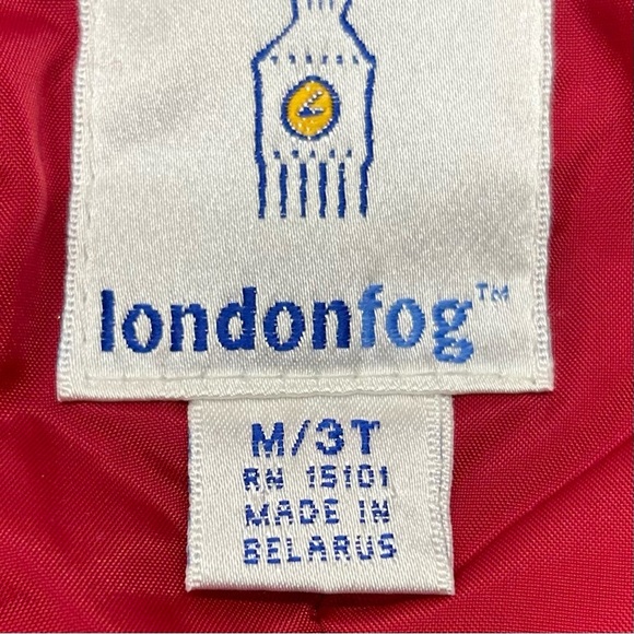 London Fog Red Wool Blend Coat with Black Velvet Trim Embroidered Details 3T - Picture 3 of 16